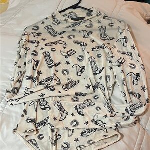 Western Sheer Print Cream Bodysuit